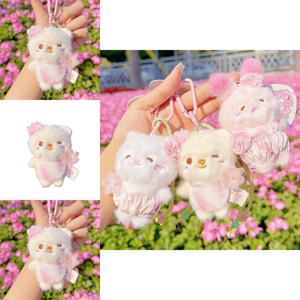 Cherry Blossom Bear Rabbit Cat Plush Keyring For Teen Girls And Collectors