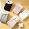 Fleece Lined Warm Leggings Lace Trim Tights Pantyhose Seamless Footless Tights Autumn Winter