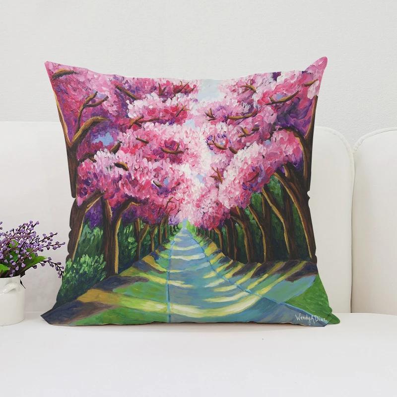 Японская Сакура Домашний Декор Декоративная Наволочка для Подушки для Подушек в Гостиную Эстетичное Украшение Комнаты Наволочка 45*45