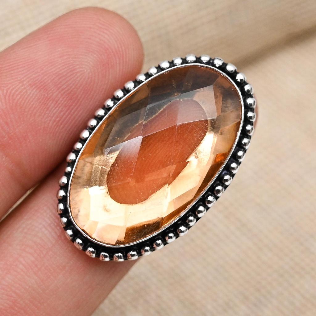 Морганит Драгоценный камень Твердый стерлинговый серебристый стерлинговый серебристый 925 Ювелирное кольцо ручной работы Все размеры