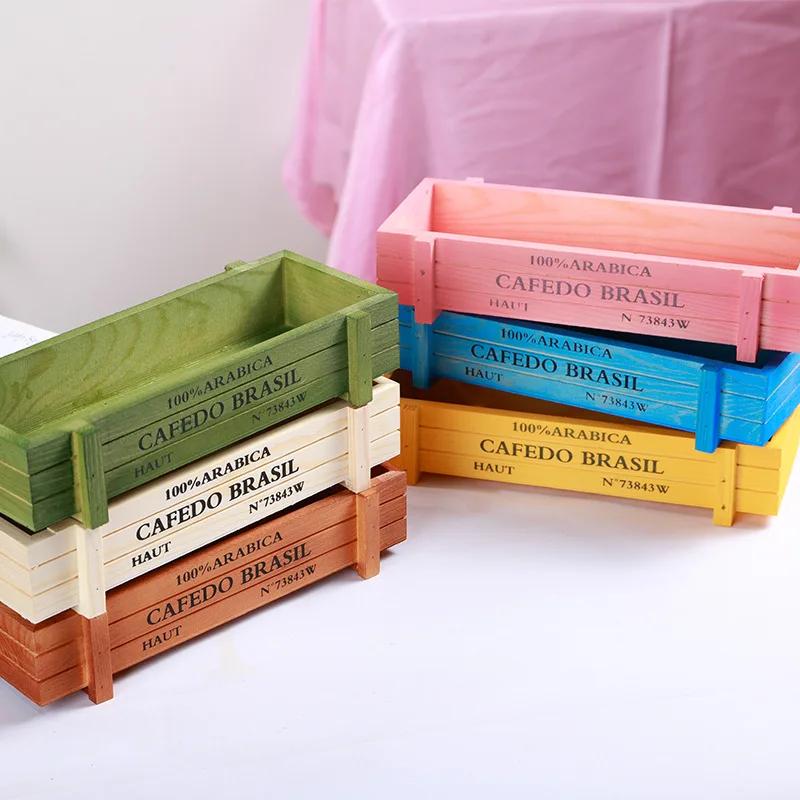 Винтажный деревянный ящик для растений Садовый двор Микроландшафт Цветочный контейнер для суккулентов Растительный горшок Горшки De Jardin Садовые аксессуары