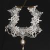 Vintage Wedding Punk Imitation Pearl Women Jewelry Lace Necklace White Choker Bridal