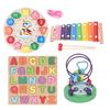 Baby Toy Set Xylophone Instrument Bead Maze Clock Puzzle Toy Alphabet Building Block Toy Kit for