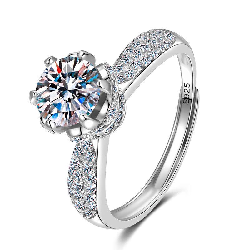 Кольцо с бриллиантом в один карат Snow Queen, серебро 925 пробы, белое золото 750 пробы, платина 950 пробы, кольцо с короной для предложения