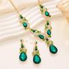 Emerald Drop Necklace & Earrings Set - High-End Banquet Jewelry for Women