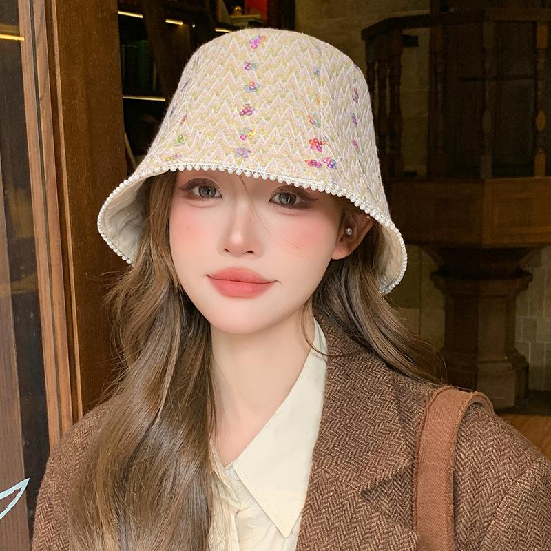 Spring and autumn foreign style small fragrant wind bucket hat fashionable wear hat tide color printing niche casual basin hat