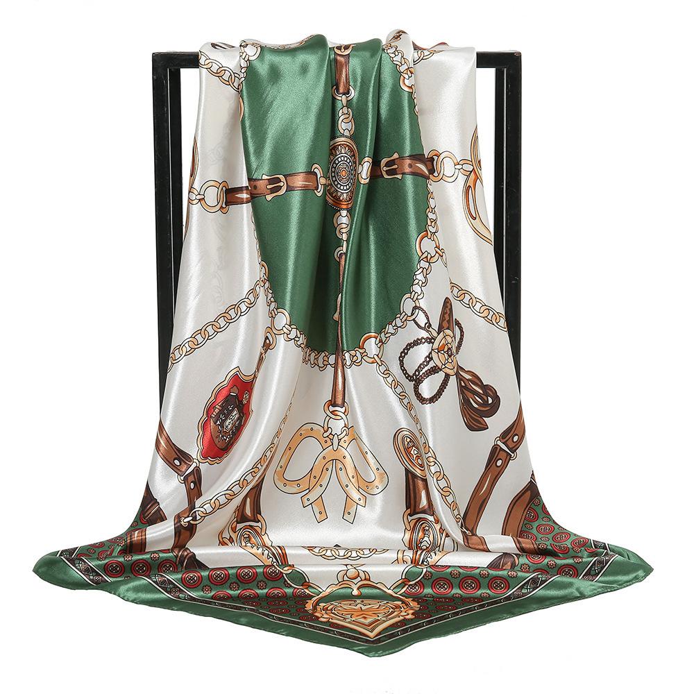 New European and American Printed Silk Square Scarf Fashion Women's Versatile Bag Headscarf Professional Scarf Silk Scarf