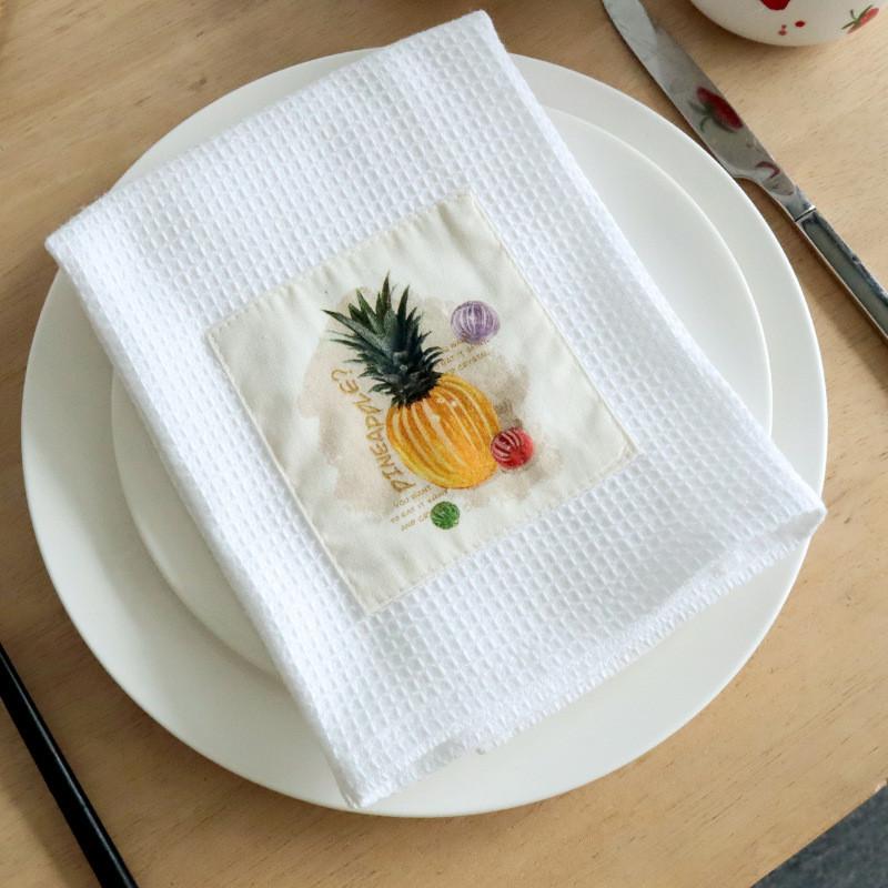 1 шт. 40x60 см белое вафельное хлопковое кухонное полотенце с нашивкой на кухонном столе салфетка для рождественской вечеринки подарок украшение