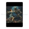 Beautiful Girl Fighting An Armored Skeleton  Demonik Art Metal Plaque Home Personalized Wall Cave Create Cinema Tin Sign Poster