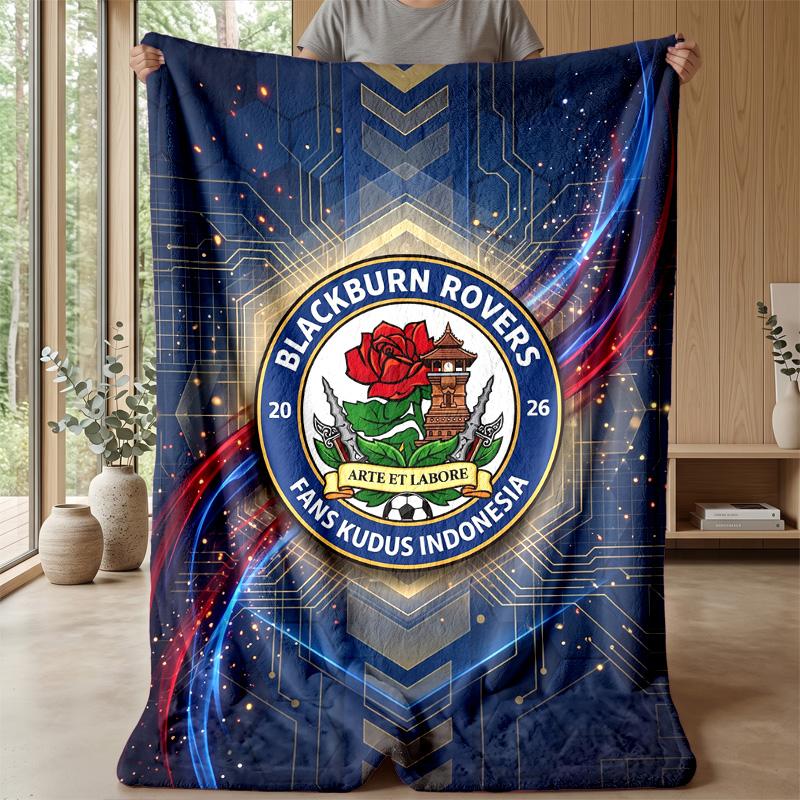 Blackburn Rovers Football Print Flannel Blanket, Soft Warm Lightweight Throw Blanket for Sofa Bed Camping