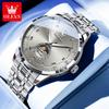 OLEVS Brand New Luxury Stainless Steel Mechanical Watch for Men Classic Moon Phase Automatic Wristwatch Waterproof Man Watches