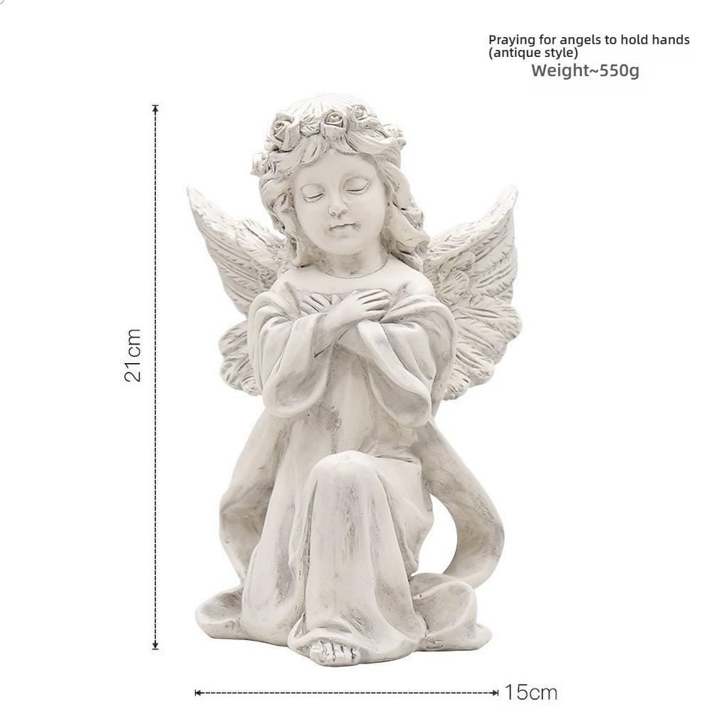 Расписанная вручную полимерная статуэтка читающего ангела - Винтажный декор для книг, Фигурка для домашнего алтаря, Коллекционный подарок, Реквизит для фотографии