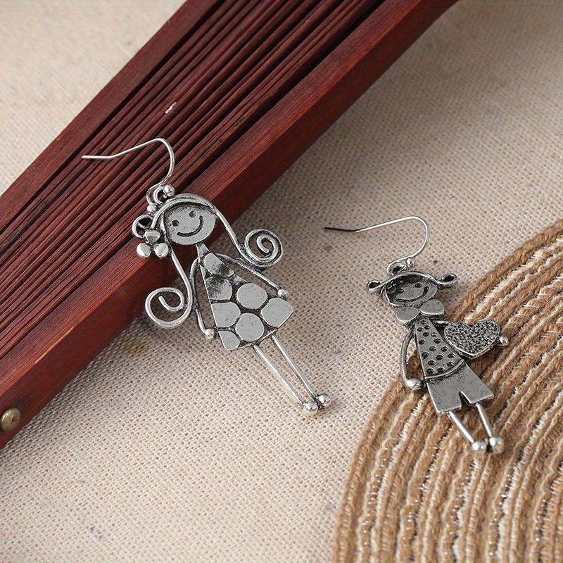 Ретро Минималистичные Серьги с Персонажами для Пары, Повседневное Ношение и Подарок, Круглый Год KTJ