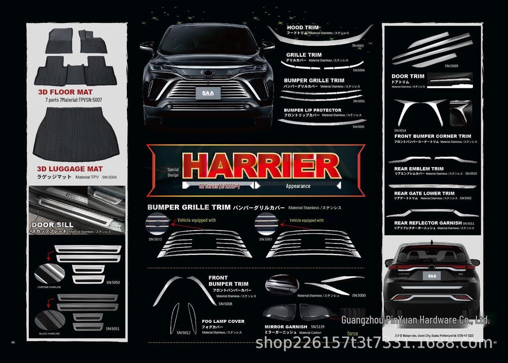 Совместимо с 2020 Toyota Harrier 80 Решетка бампера Нержавеющая сталь Отделка