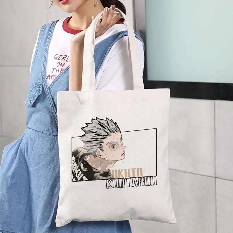 Fashion Anime Haikyuu Shopper Bag Eco Manga Tote Harajuku Shopper Bag Women Canvas Shoulder Bag Large-capacity Women's Handbags