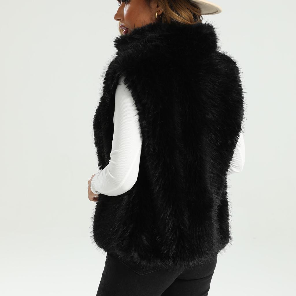 Женский осенне-зимний плюшевый теплый кардиган без рукавов