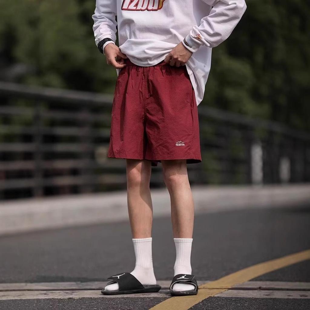 Men's Quick-Dry Casual Beach Shorts - Summer Outdoor Mountain Series, Solid Color, Trendy Loose Fit, Five-Point Style Sports Pants.