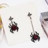 Панк Рок Черный Паук Пусеты Готическая Личность Красный Камень Асимметричная Цепочка Кисточка Подвесные Серьги Ювелирные Изделия Подарки