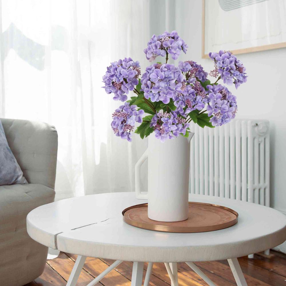 Artificial Flowers Real Touch Hydrangea 2 Heads Large Fake Hydrangea Flowers Faux Hydrangea with Stem for Wedding Home Room Table Centerpiece Decor