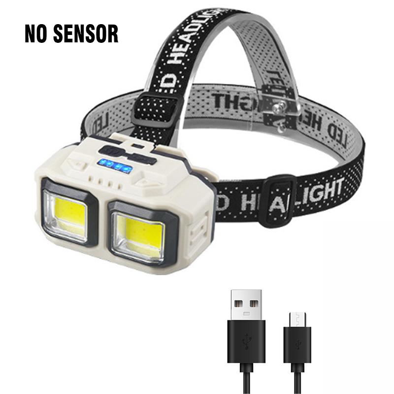 COB LED Мощный налобный фонарь USB Перезаряжаемый налобный фонарь Аккумулятор 18650 Водонепроницаемый налобный фонарь Открытый кемпинг Рыбалка Поисковый фонарь