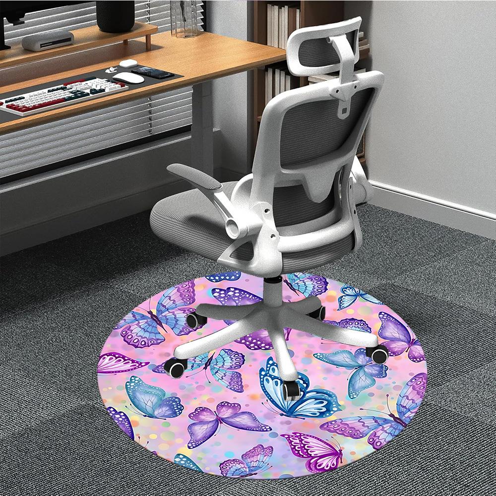 1pc Butterfly Print Chair Carpet for Office Machine Washable Rug for Office, Good Gift for Family or Friends yy251225230