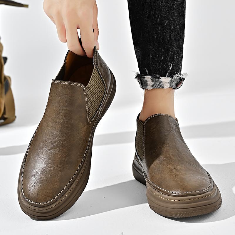 British Style Chelsea Boots Men Ankel Shoes Business Dress Boots New Autumn/Winter Khaki/black Comfortable Chelsea Short Boots