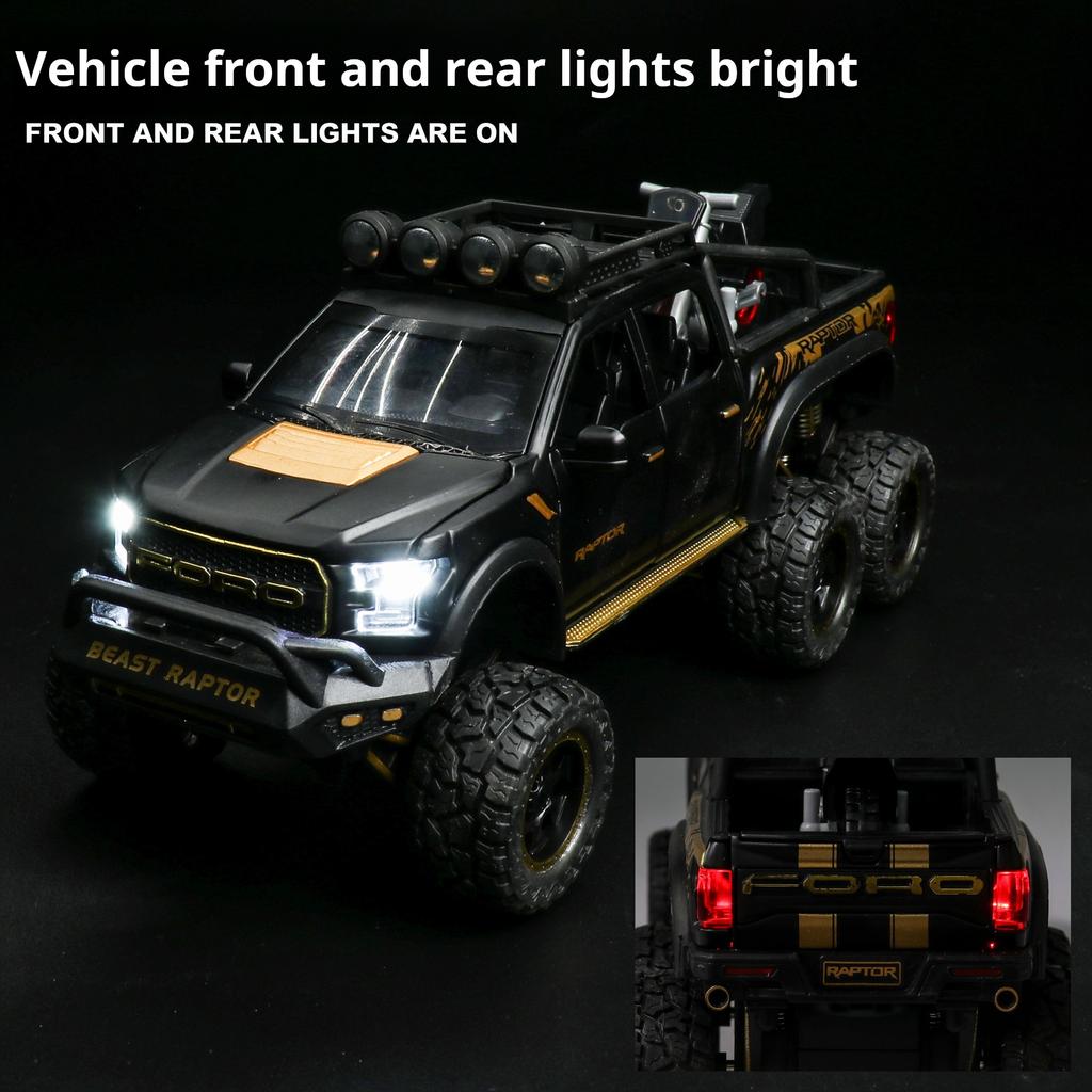 cfpqt10 1:24 Scale Simulation Ford Raptor F150 Off-road Alloy Diecast Classic Car Model Supercar Sound Light boys toy Gift
