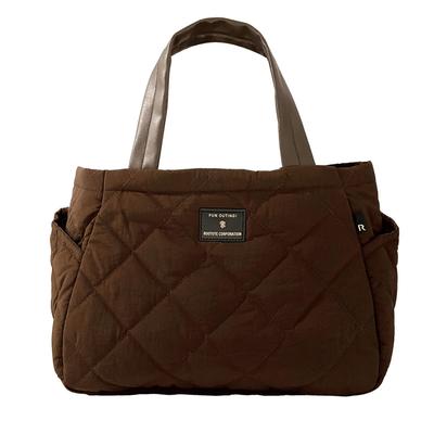 Стеганая небольшая отдельно стоящая сумка-тоут с отделениями LT Deli Quilt Deli 02 Brown [Rootote] Водоотталкивающая женская