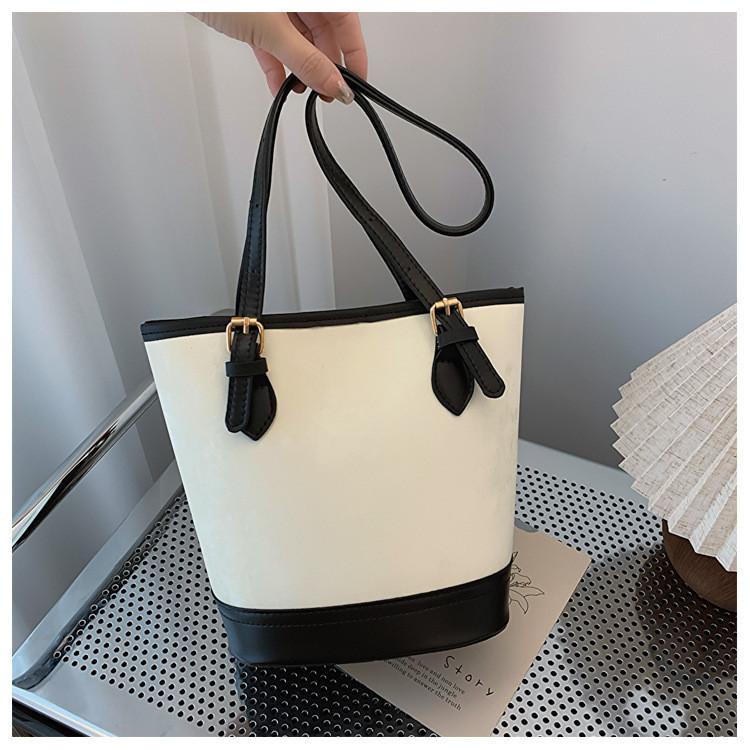 2024 Новая Мода Ретро Сумка-Ведро Подмышечная Уличный Трендовый Средней Вместимости Цветоблокировка Сумка-Тоут Плечевая Сумка