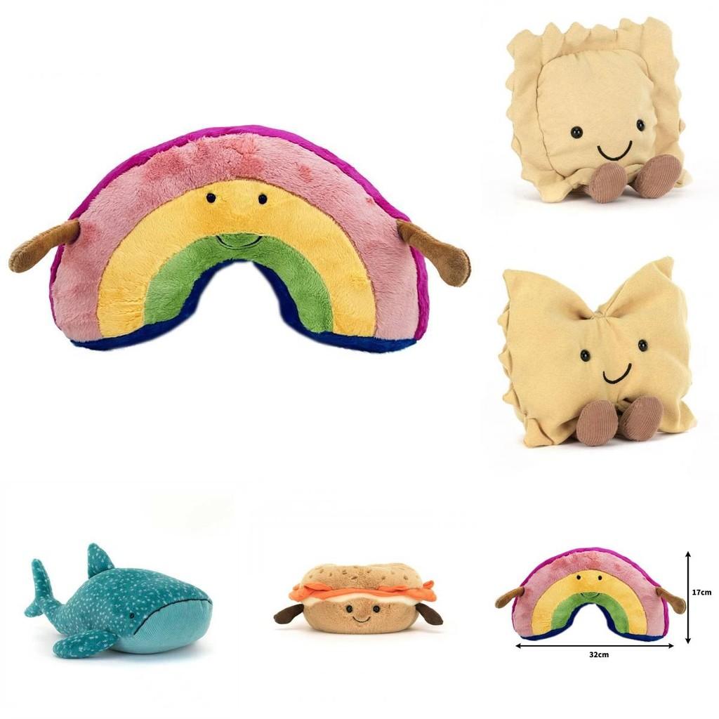 Rainbow Jellycat Amuseables Whale Plush Doll With Embroidery Design Gift For