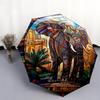 0106 Зонт-трость со стеклянным окном и рисунком слона, автоматический складной зонт, портативная и складная конструкция, 8 спиц, рождественский или праздничный подарок.