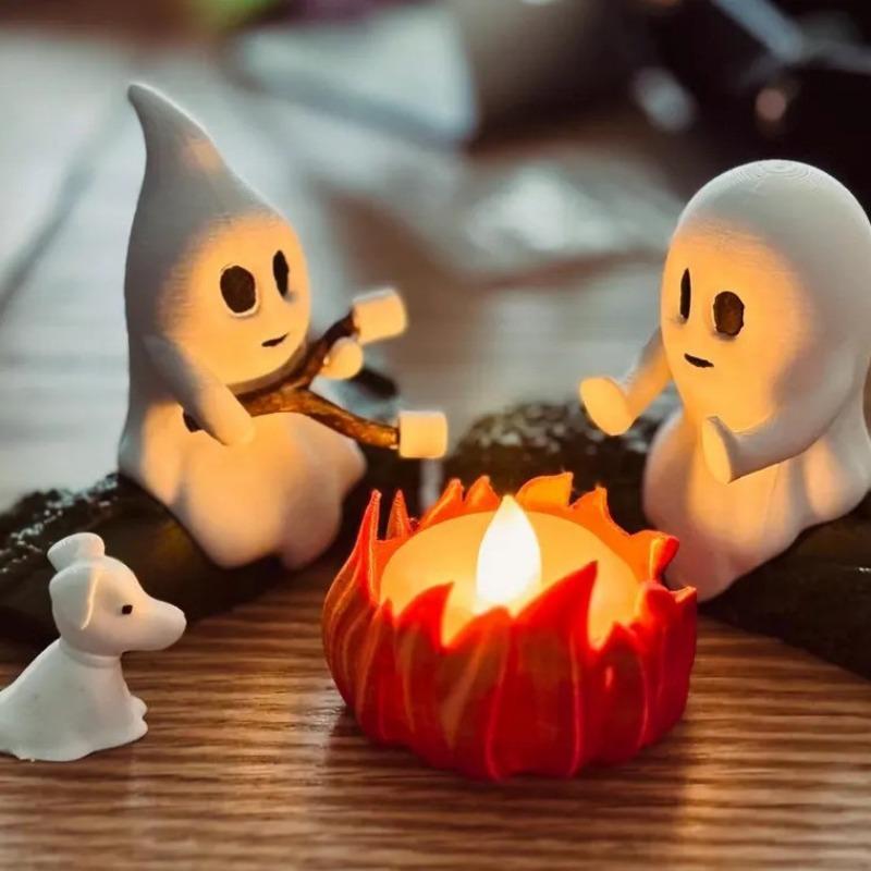 Ghost Campfire Gathering Ghost Campfire Party Resin Ornament Halloween Decoration