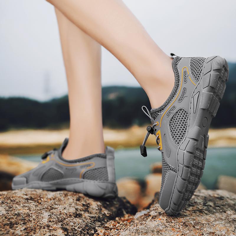 Летняя обувь для мужчин, модная повседневная дышащая обувь, уличные кроссовки с плоским дном и противоскользящей сеткой, удобная походная обувь