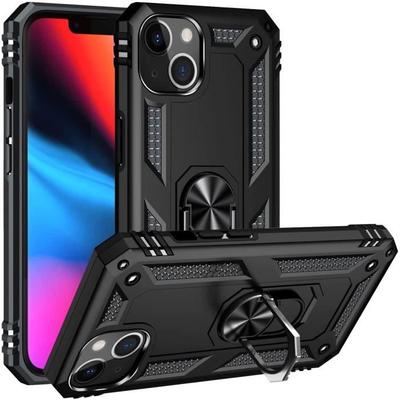 Черный чехол для iPhone 14 PLUS - Ударопрочная защита Military Style Прочный Кольцо 360 Вращающееся Phonillico®