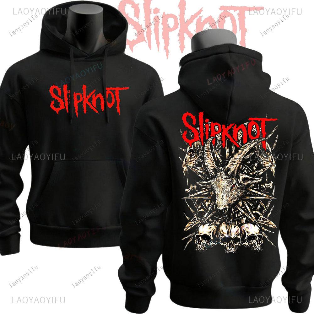 Зимние Винтажные Slipknot Готовься к туру Hell Черные Худи Хэви-метал Рок-группа Мужчины Хип-хоп Эстетика Толстовка Мужская Одежда