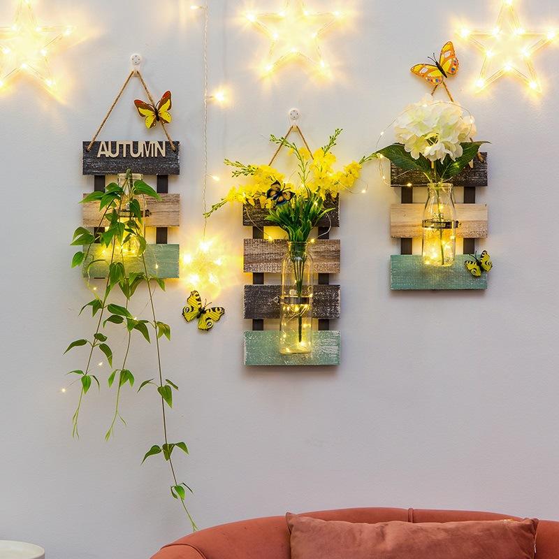 Настенное украшение Ins Style Настенный светильник Nordic Originality Plant Butterfly Background Home Decor Настенные светильники Ваза Лампа для спальни