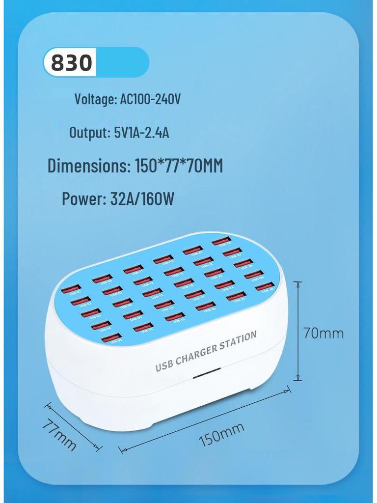High-Power 160W Multi-Port USB Smart Charger: 30, 24, 18, 12-Port Options