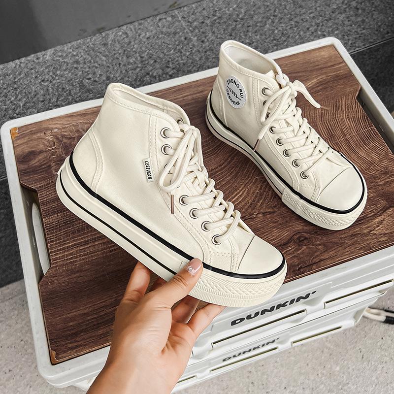 Женские высокие кеды Mango Canvas 2025: Новые летние туфли с широким голенищем, универсальный квадратный носок, толстая подошва