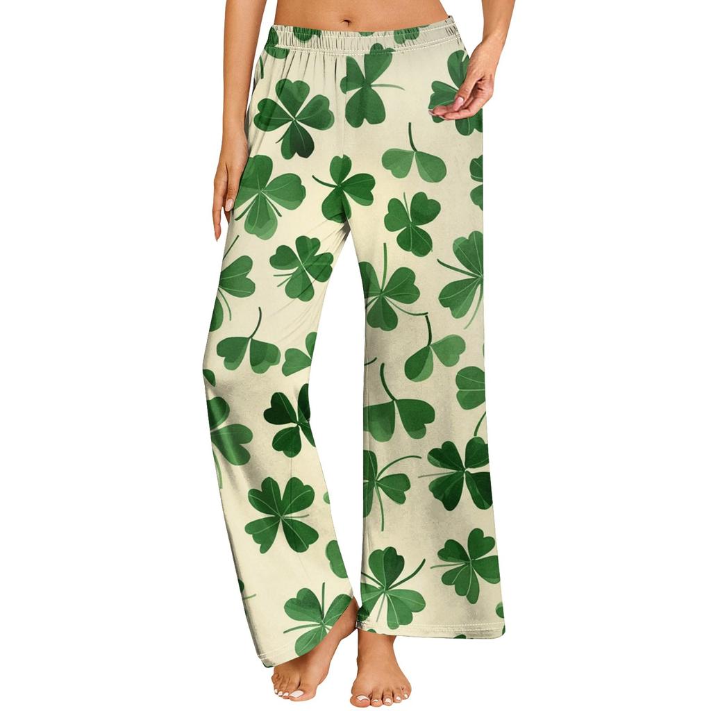 Women's St. Patrick's Day Printed Casual Elastic Waist Comfortable Straight Tube Loose Pants