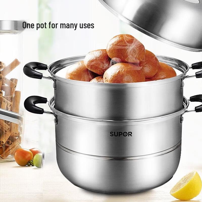 SUPOR 304 Stainless Steel Double-Layer Steamer Pot