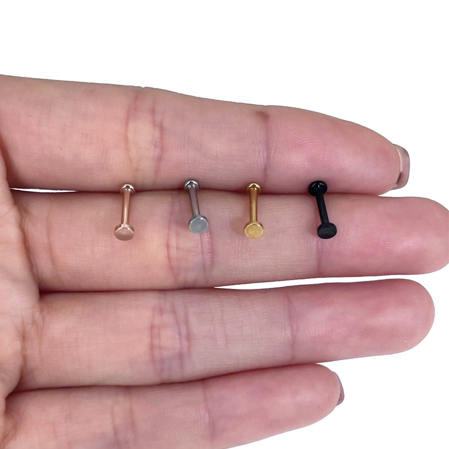 Титановая сталь Коническая штанга-диск для пирсинга губы, уха и носа (0,8-1,2 мм)