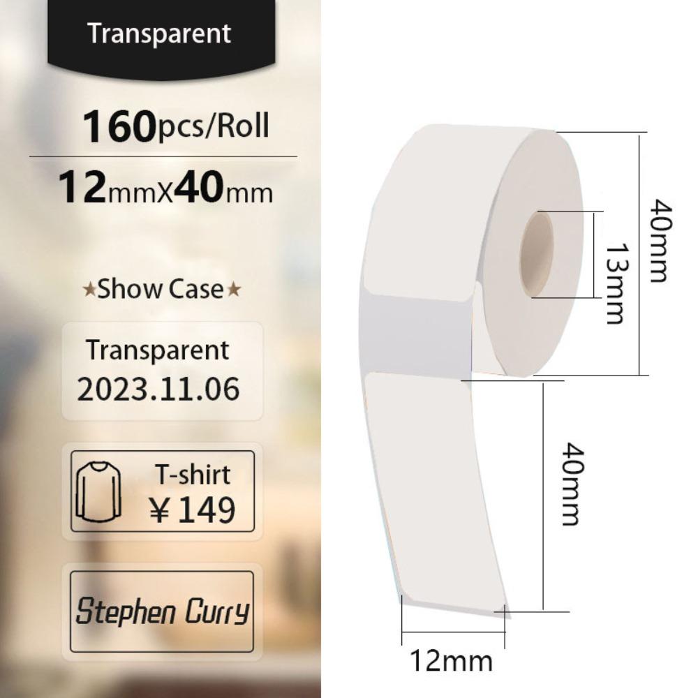12mm×40mm Adhesive Label Maker Paper 160/Roll Self-Adhesive Labels Thermal Paper Portable Printer