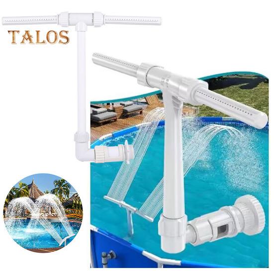Swimming Pool Fountain Easy Installation T-Shaped Dual Spray Waterfall 360° Rotation Soothing Pool Fountain for Water Circulation Cooling Relaxation