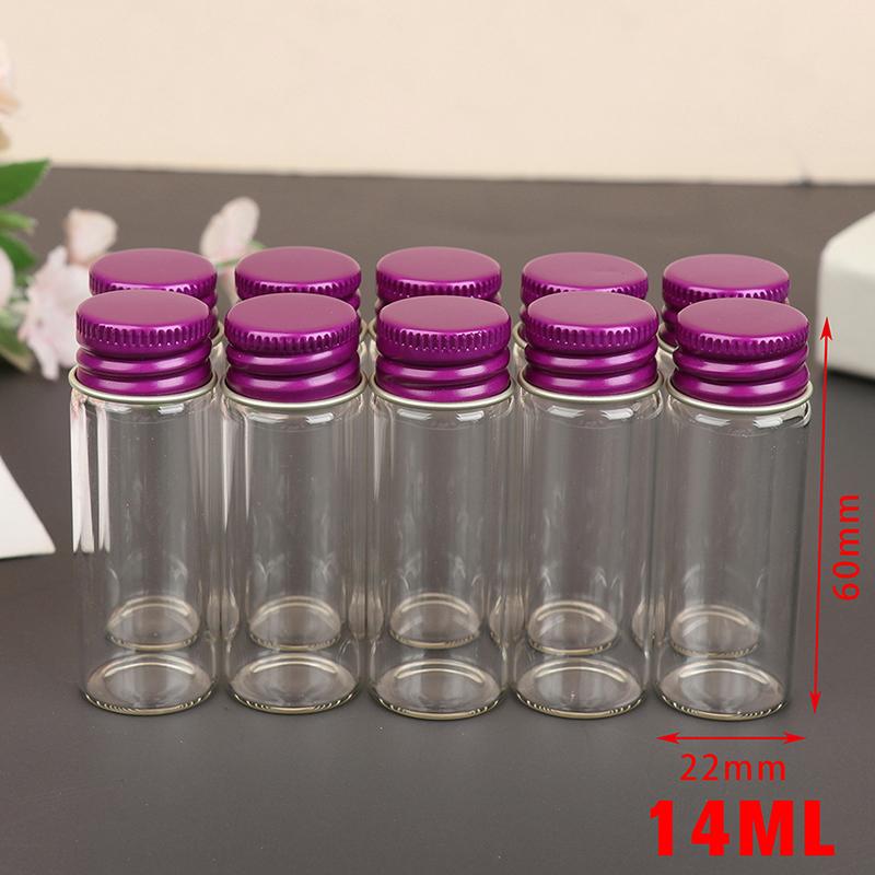 10Pcs 5/7/10/14/18/20/26Ml Tiny Glass Jar Bottles With Aluminium Lid Storage Jar