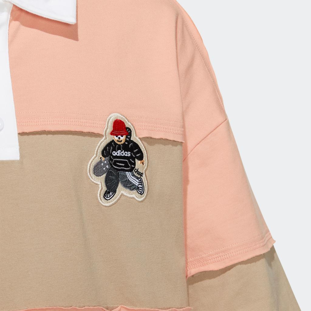 Adidas Рубашка-поло с нашивкой в ​​виде трилистника Originals, топы унисекс, розовые HR3468