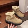 Модные балетки Женские замшевые ботильоны Пряжка-ремень Плюшевая теплая обувь Женская дизайнерская мода Новый тренд 2025 Зимняя повседневная уютная обувь Botas Mujer