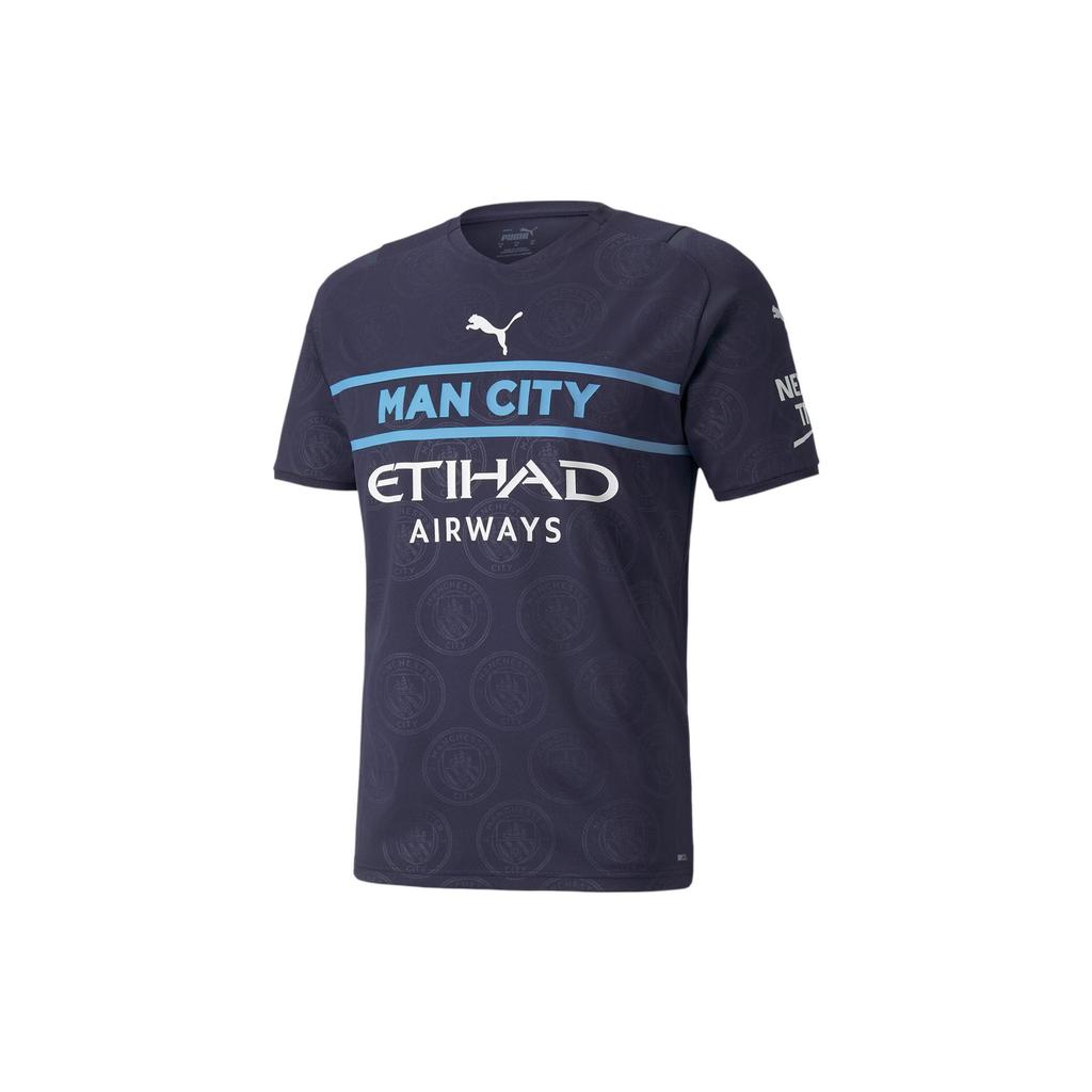 Puma Manchester City Away Short Sleeve Soccer Jersey Fan Edition 21/22 Season Men Tops Blue 759219-03