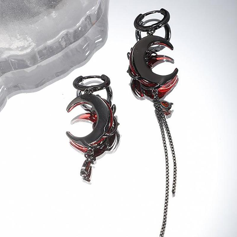 Асимметрия Красная луна Роза Серьги для женщин Стиль Личность Подвеска Серьги Ювелирные изделия Аксессуары Подарки на вечеринку