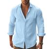 Men's Shirts Cotton Linen Lightweight Lapel Collar Hawaiian Shirt Casual Slim Shirt Male Long Sleeve Tops Shirt Blouse