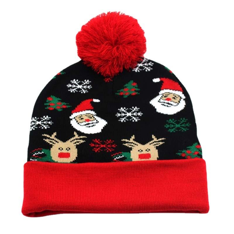 Christmas Knit Hat Cuffed With Ball Cartoon Unisex Winter Hat
